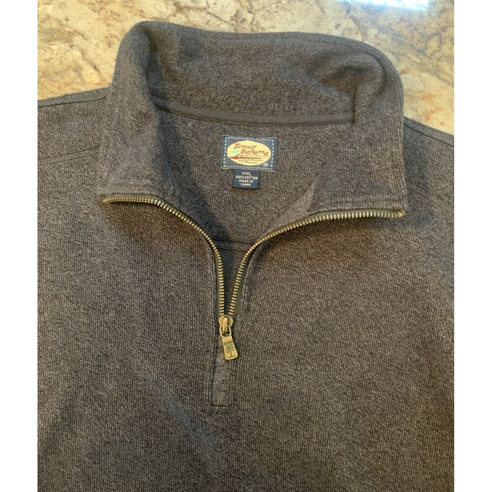 Tommy Bahama Island Gray‎ Sz XXL Men Fleece Sweater 3/4 Zip   Cotton  Heritage